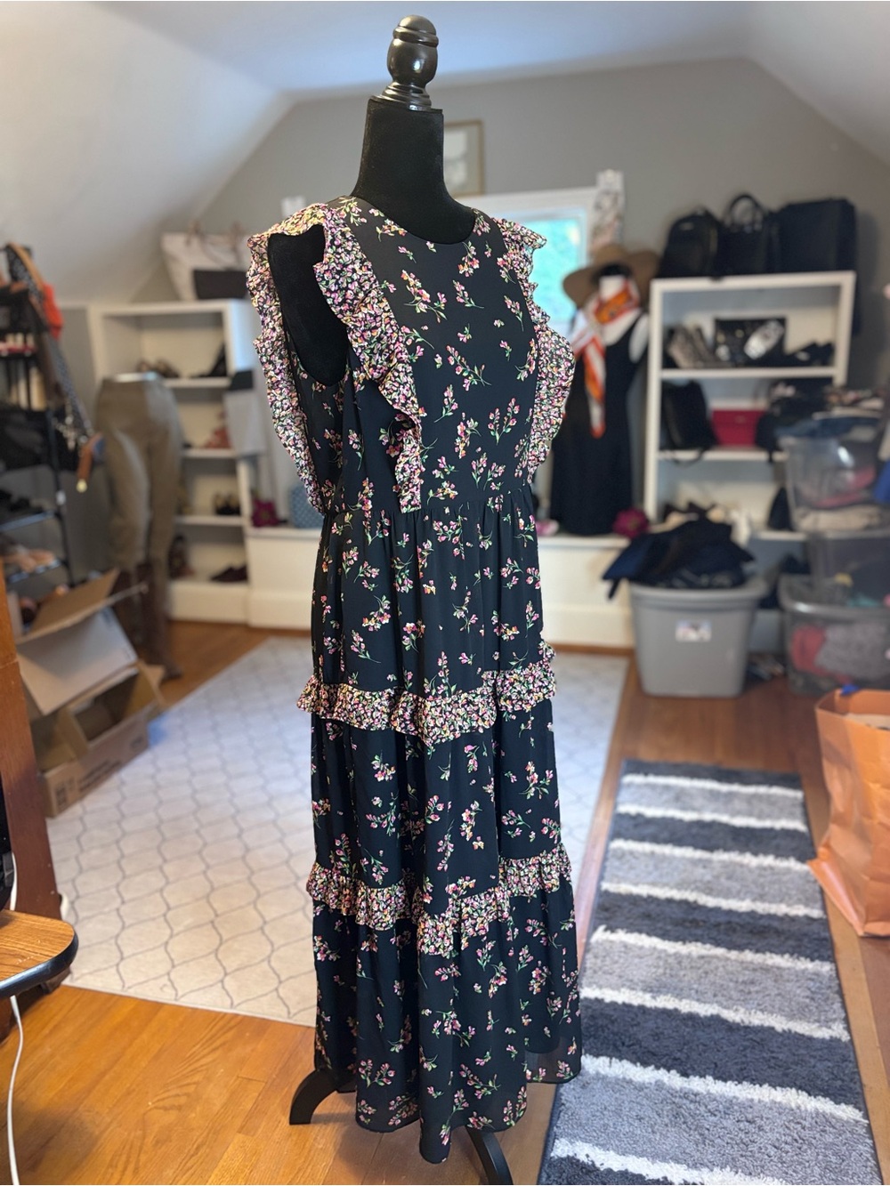 J.Crew Floral Ruffle Tiered Maxi Dress | NWT | Sz 8 | Romantic Cottagecore Style - Picture 5 of 7